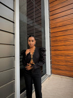 BLACK FRONT OPEN JACKET