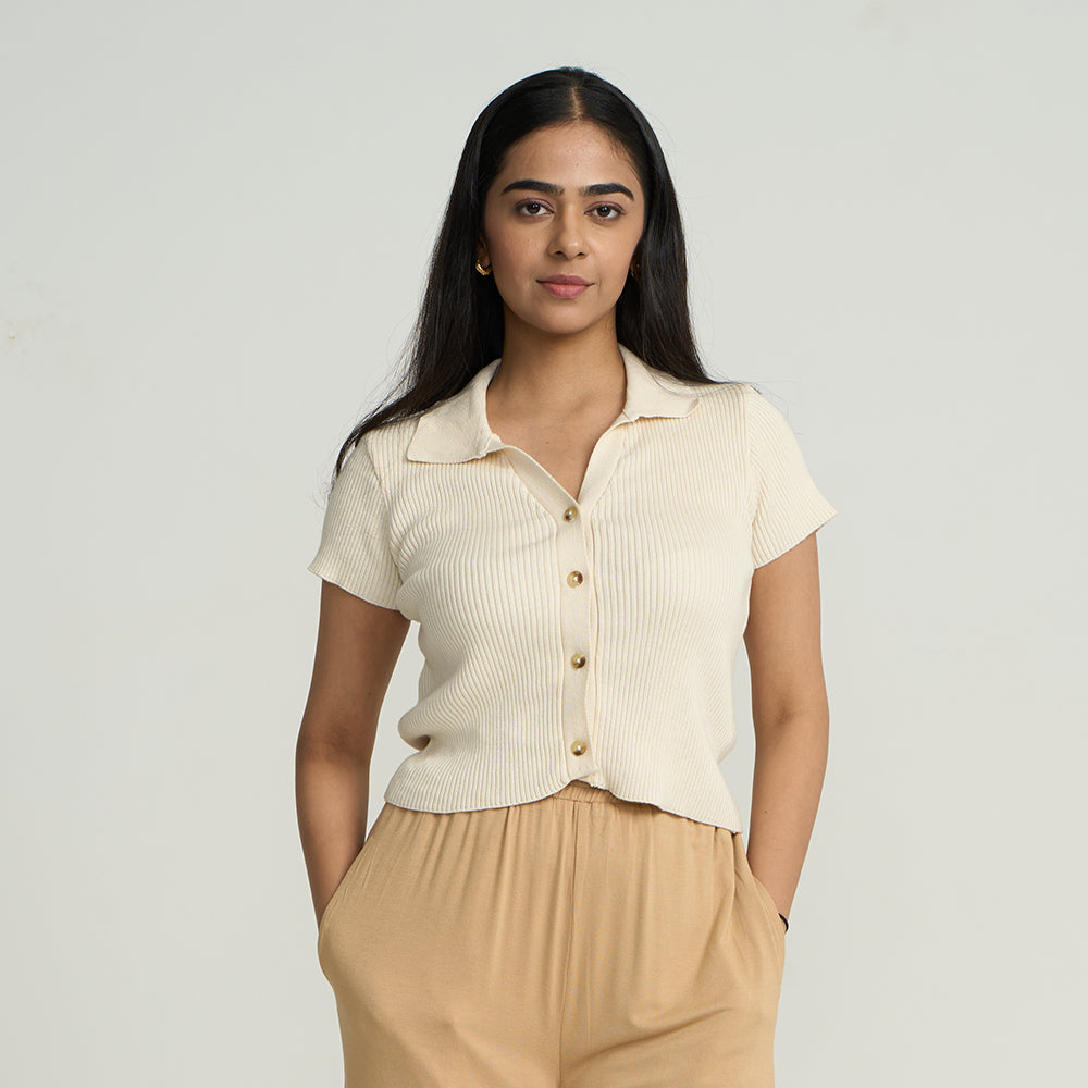 Lounge Collared Crop Top