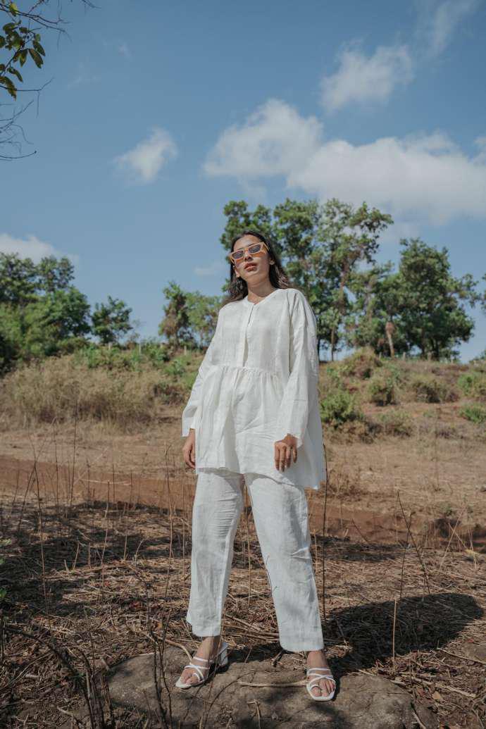 Square Yoke Drop Shoulder Top