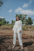 Square Yoke Drop Shoulder Top