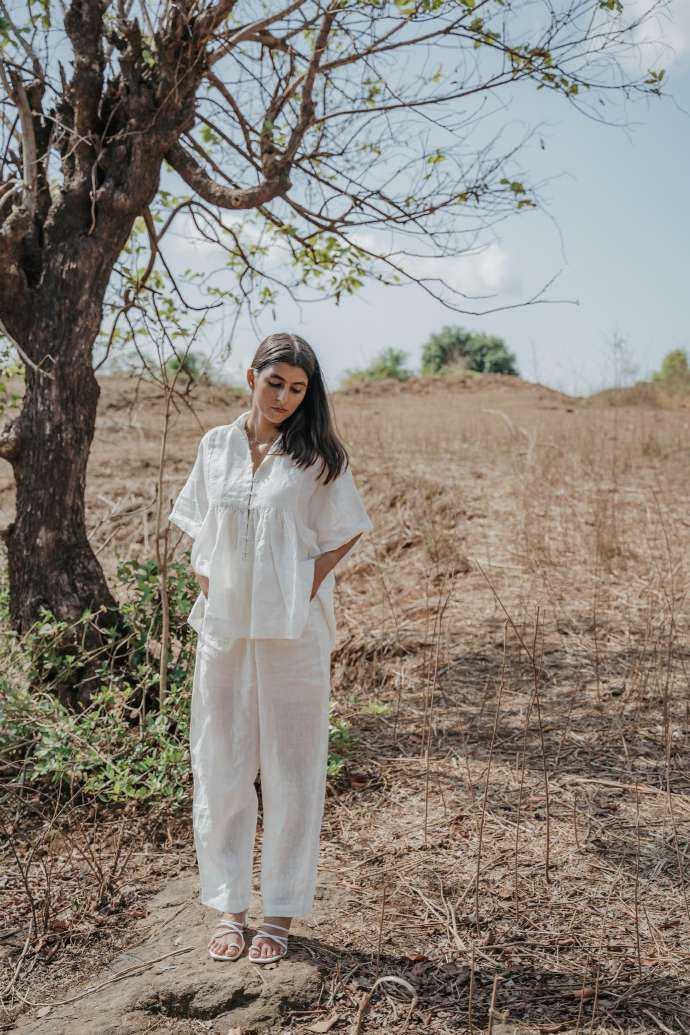 Square Yoke Short Gathered Top
