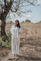 Square Yoke Short Gathered Top
