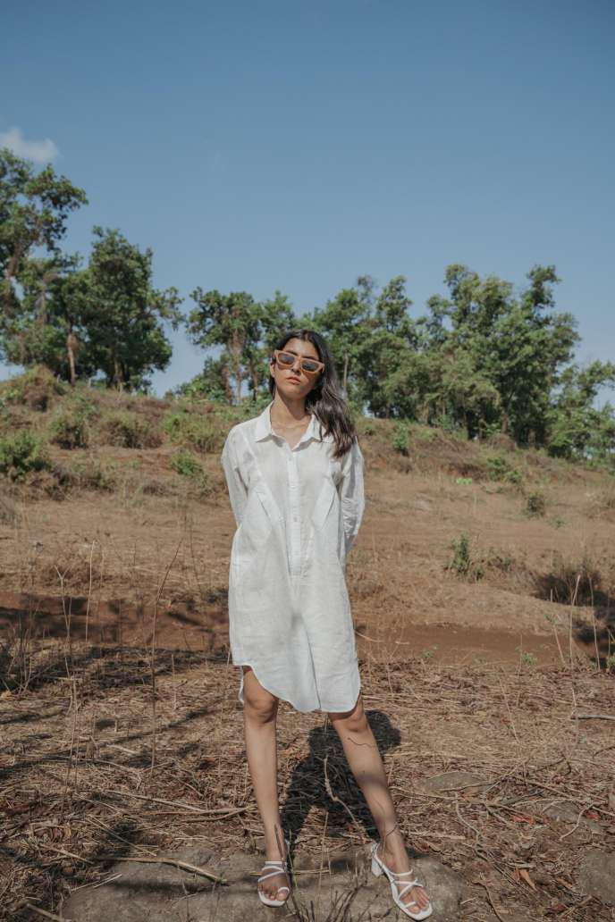 Pocket Panel Shirt Dress With Side Slits