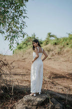 Strap Back Rouching Long Jumpsuit