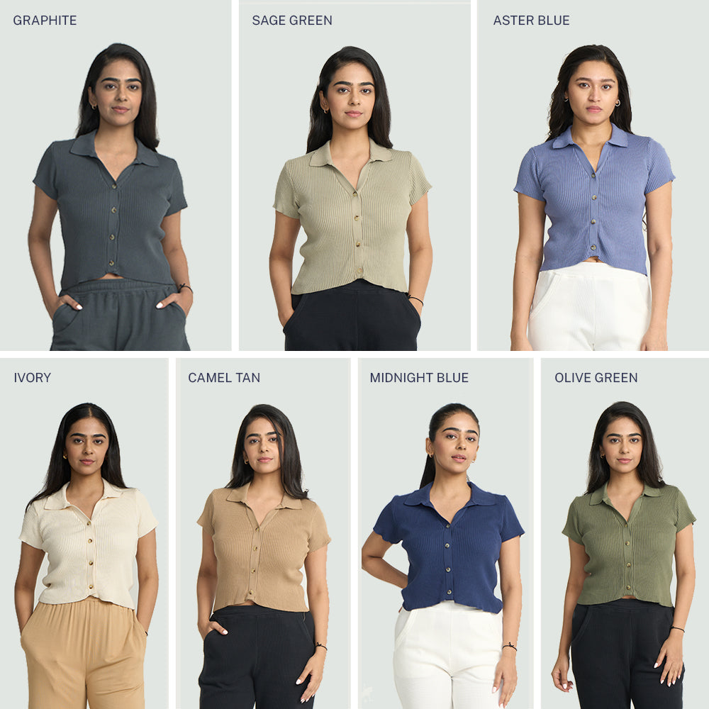 Lounge Collared Crop Top
