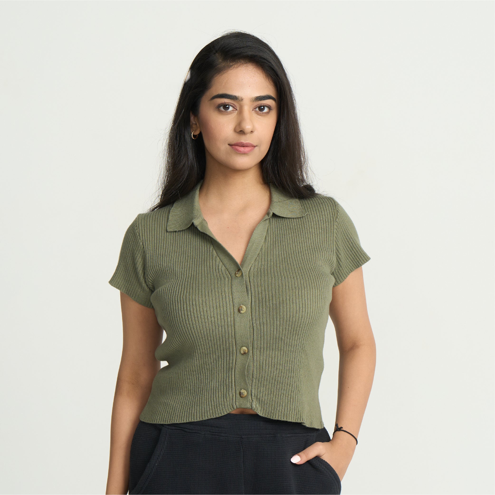 Lounge Collared Crop Top