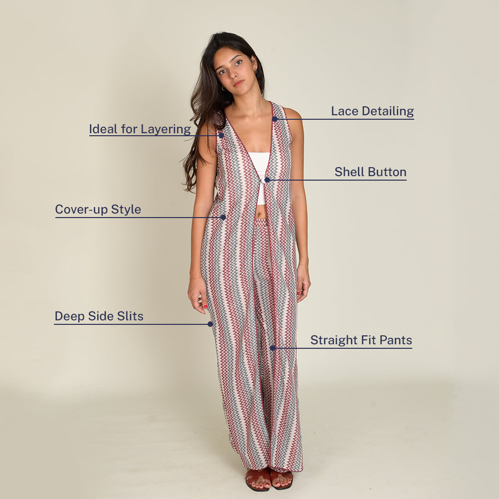 Maroon Chevron Co-ord Set
