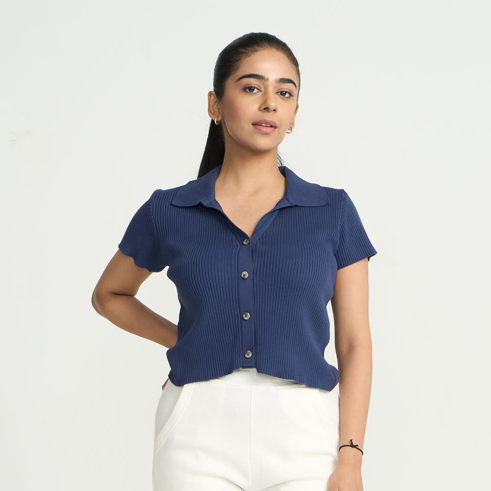 Lounge Collared Crop Top