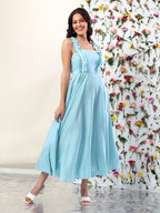 SEAFOAM WHISPERS RUFFLE MIDI DRESS