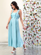 SEAFOAM WHISPERS RUFFLE MIDI DRESS
