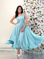 SEAFOAM WHISPERS RUFFLE MIDI DRESS