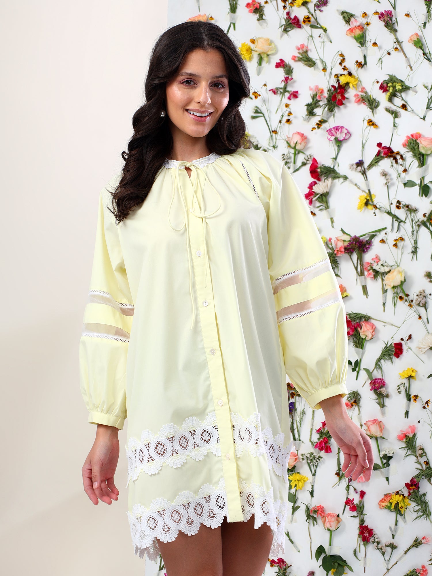 LIMONCELLO BREEZE LACE SHIRT DRESS