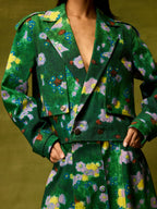 Emerald Bloom Cropped Jacket