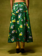 Emerald Bloom Flared Skirt
