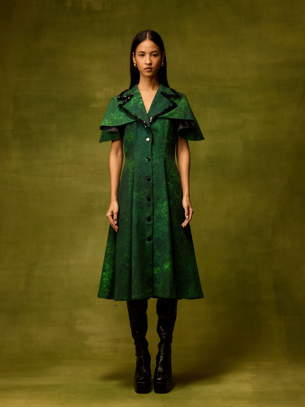 Emerald Muse Cape Dress