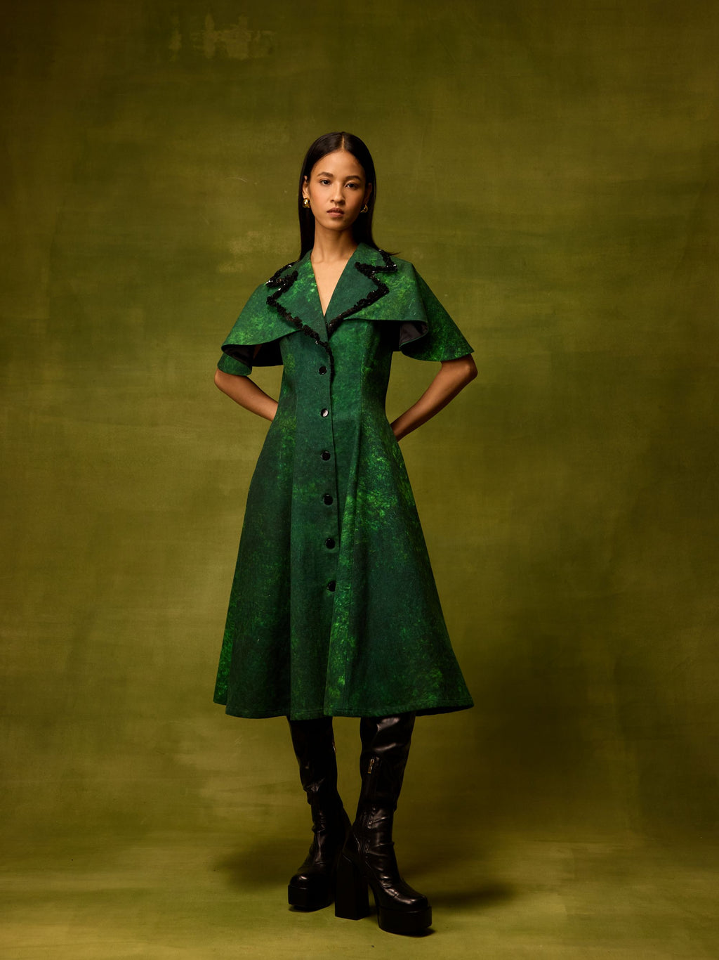 Emerald Muse Cape Dress