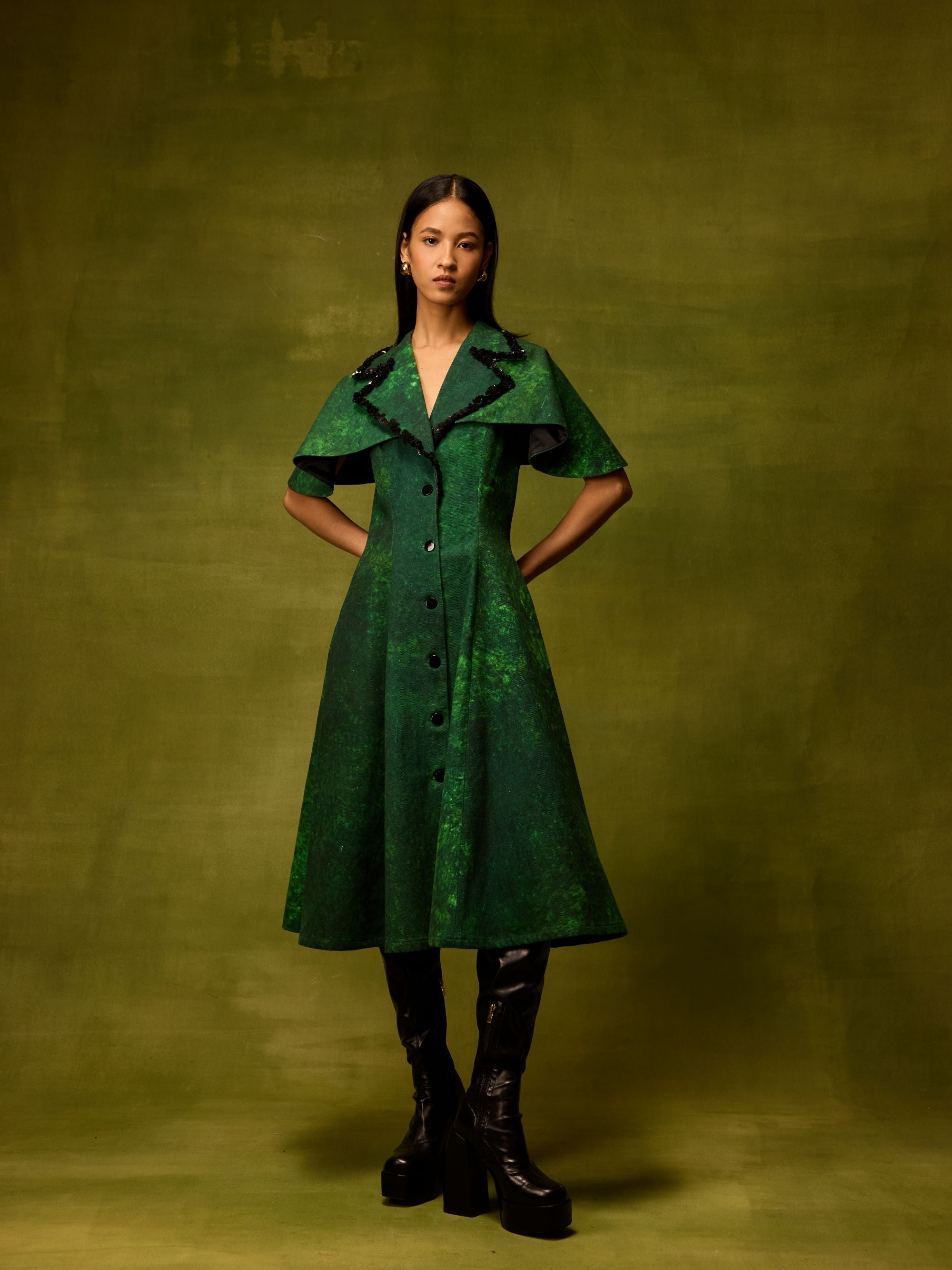 Emerald Muse Cape Dress