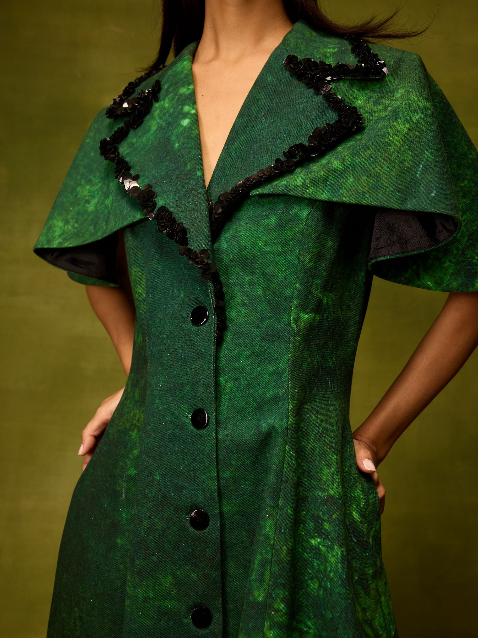 Emerald Muse Cape Dress