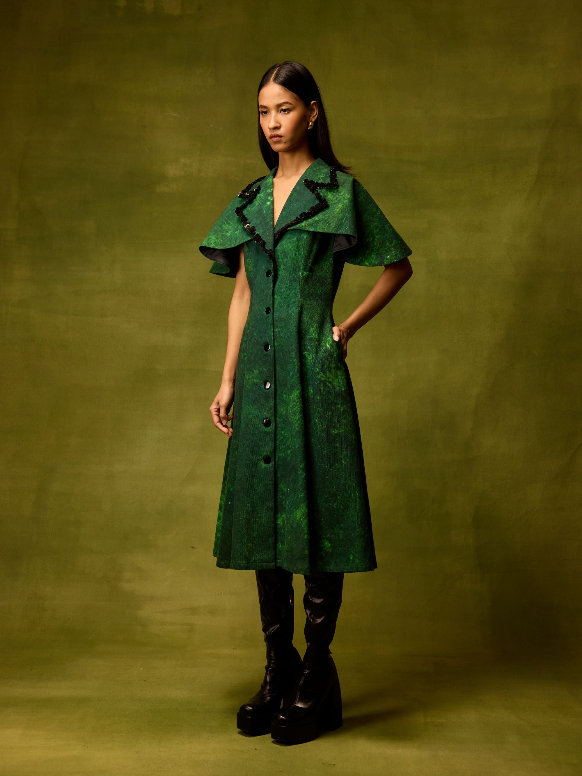 Emerald Muse Cape Dress