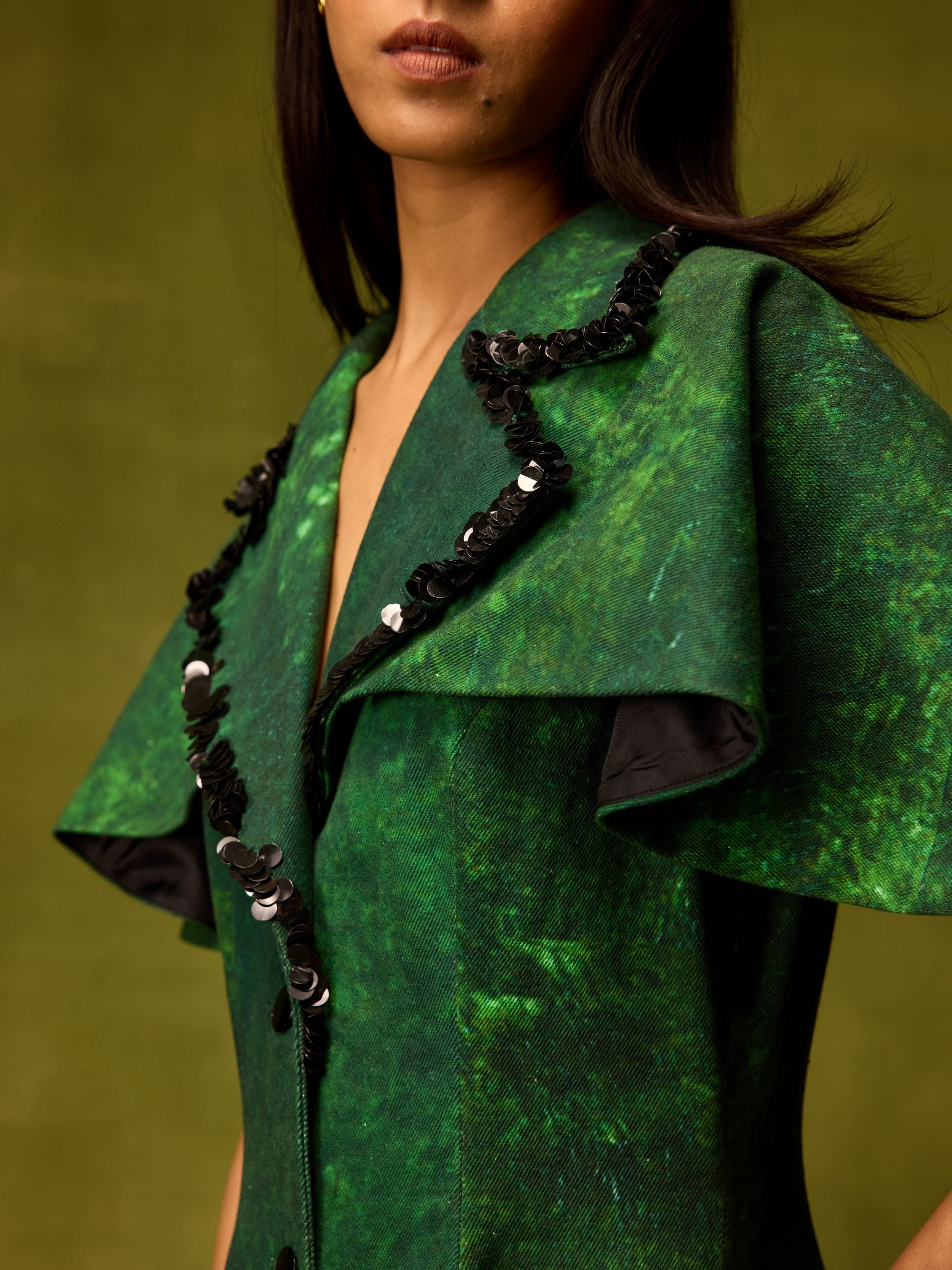 Emerald Muse Cape Dress