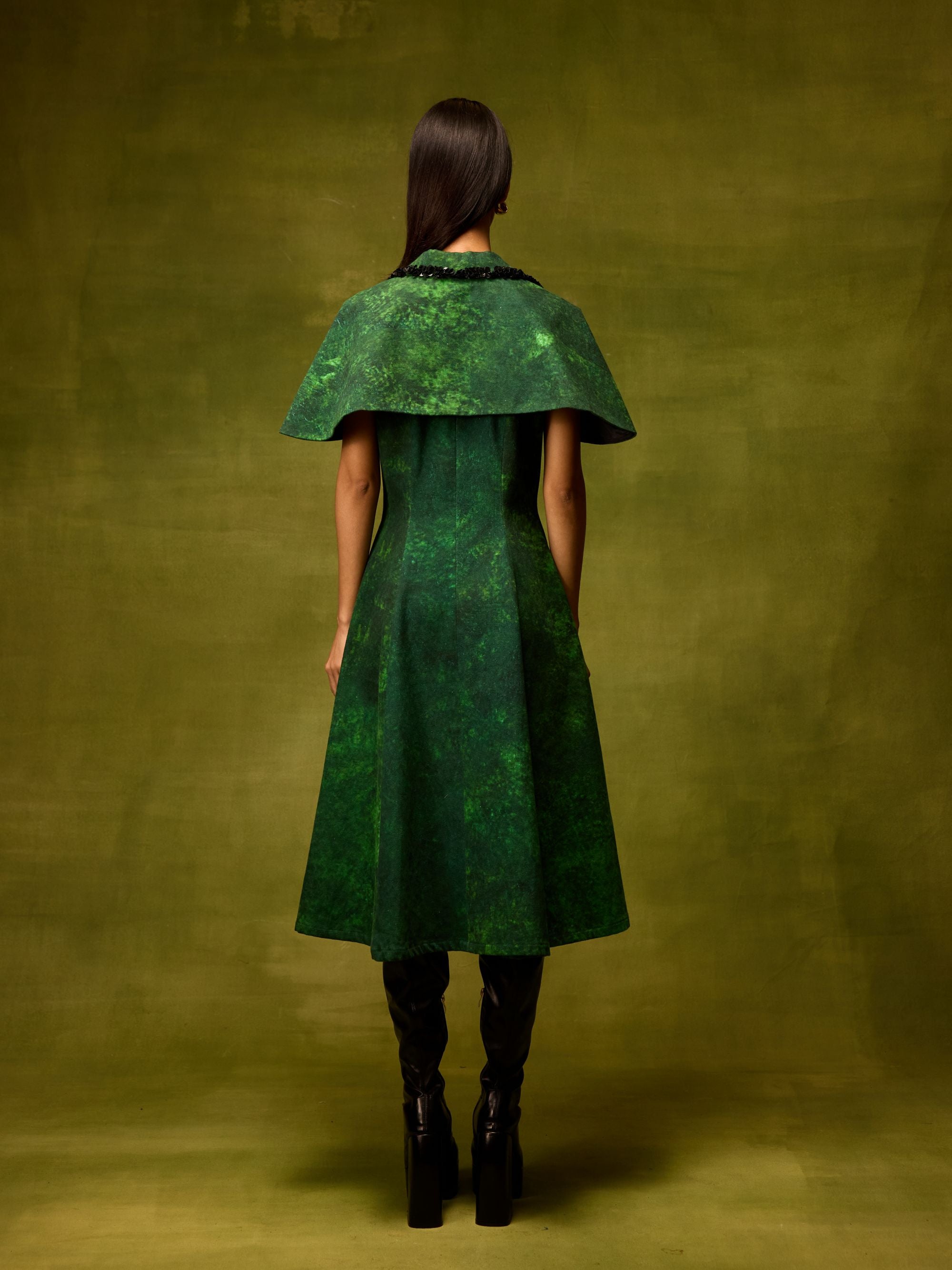 Emerald Muse Cape Dress