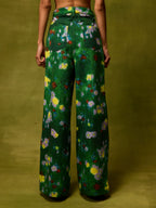 Emerald Bloom Straight Trousers