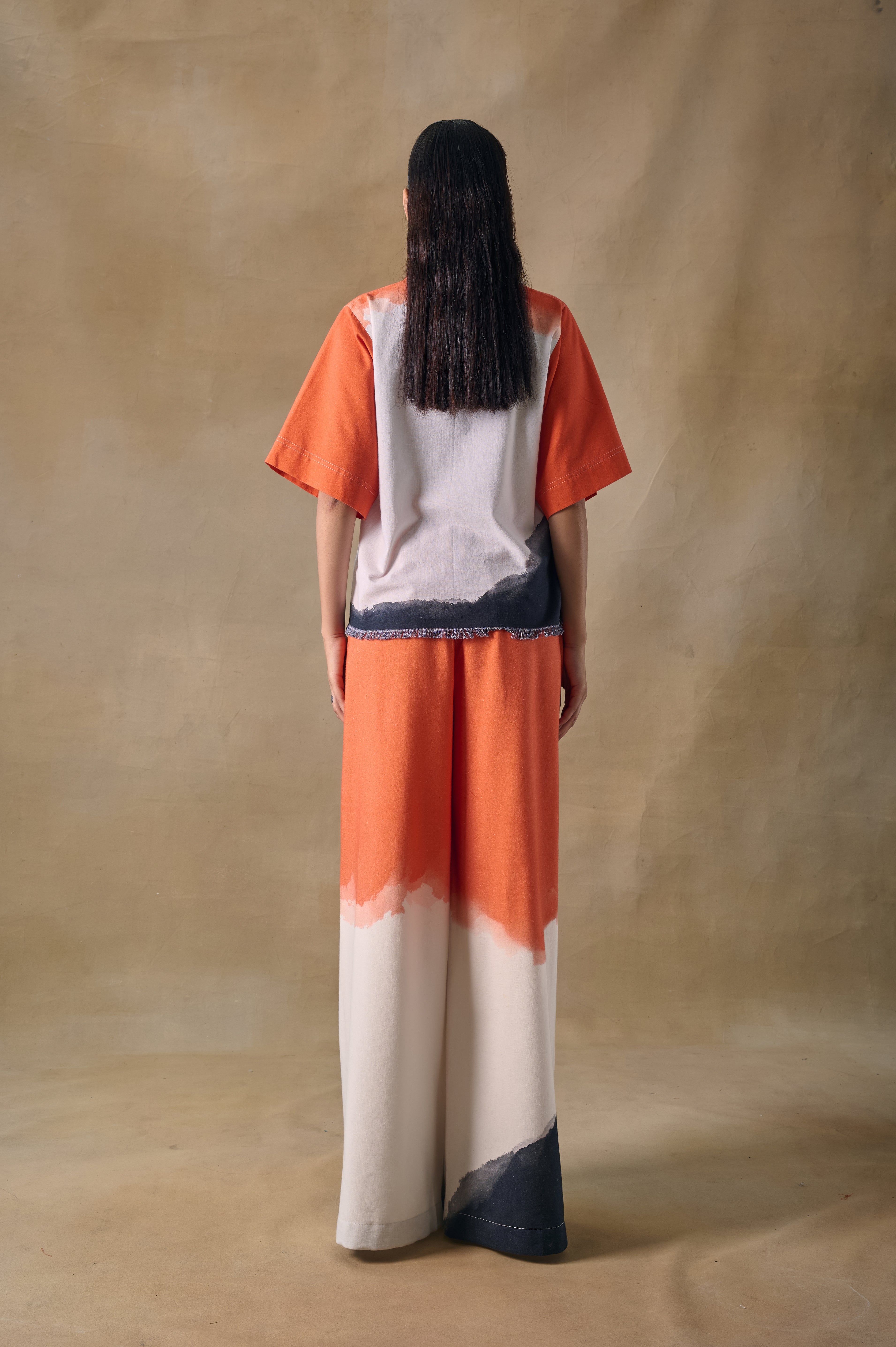 Orange Washed Kaftan Top