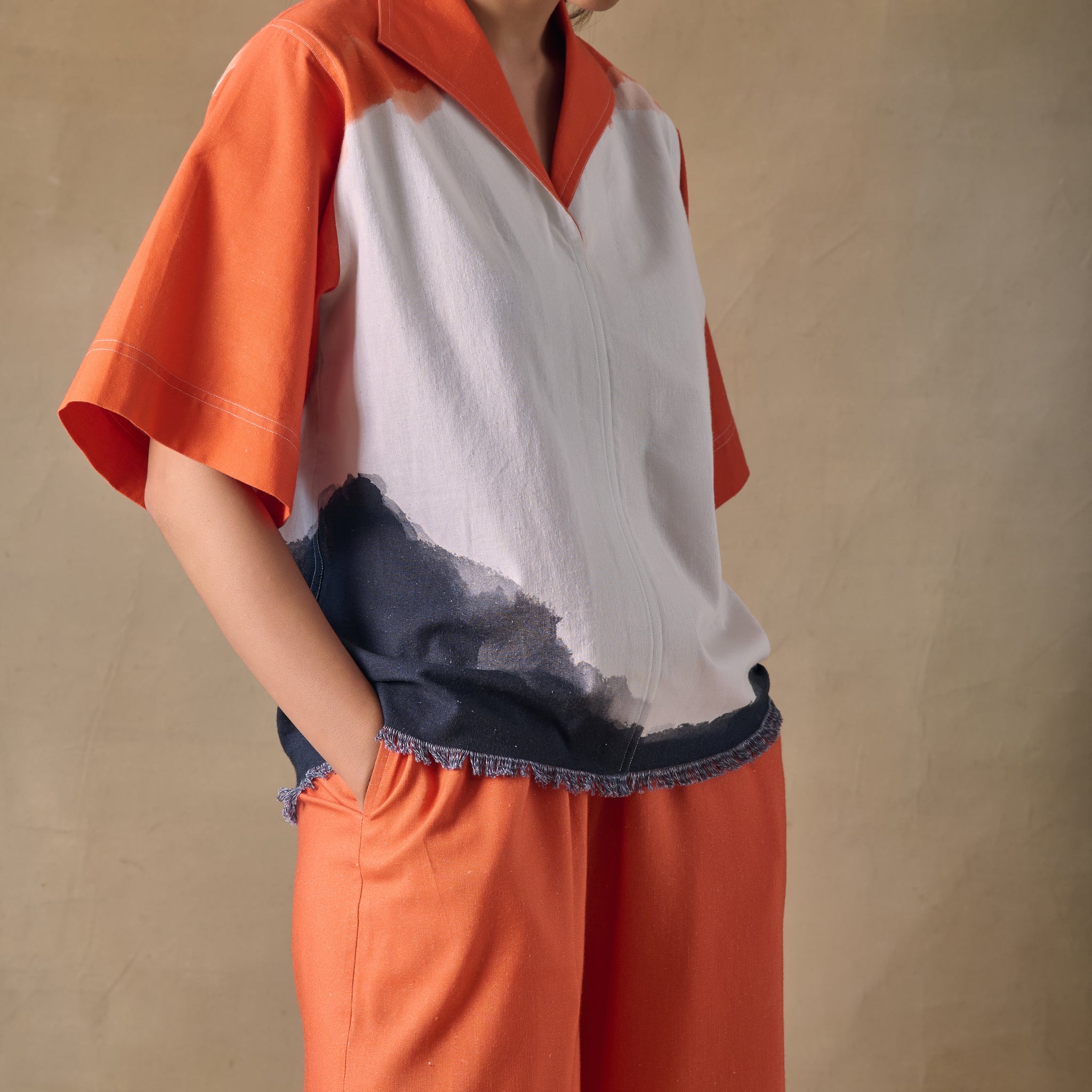 Orange Washed Kaftan Top
