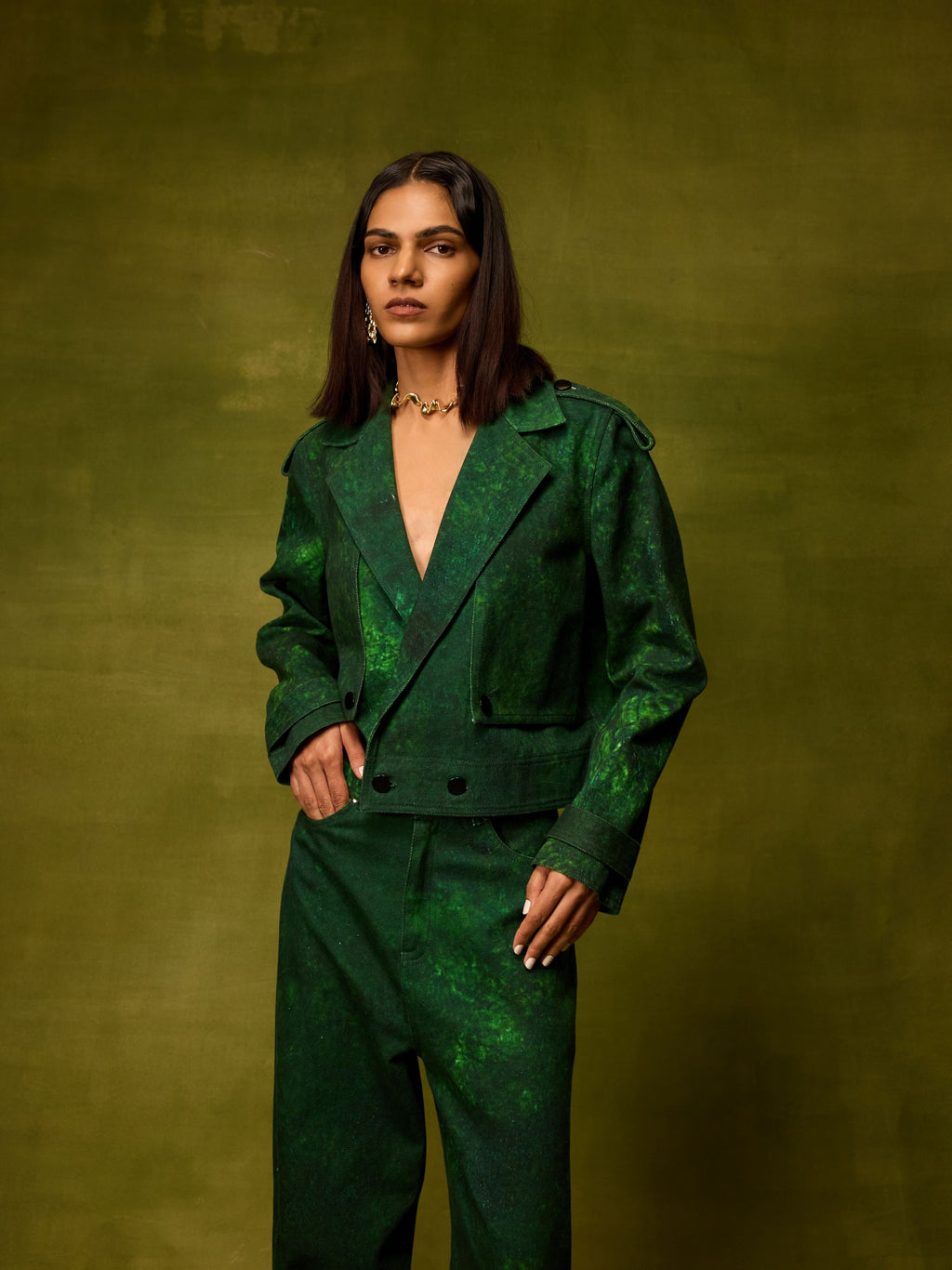 Emerald Muse Cropped Jacket