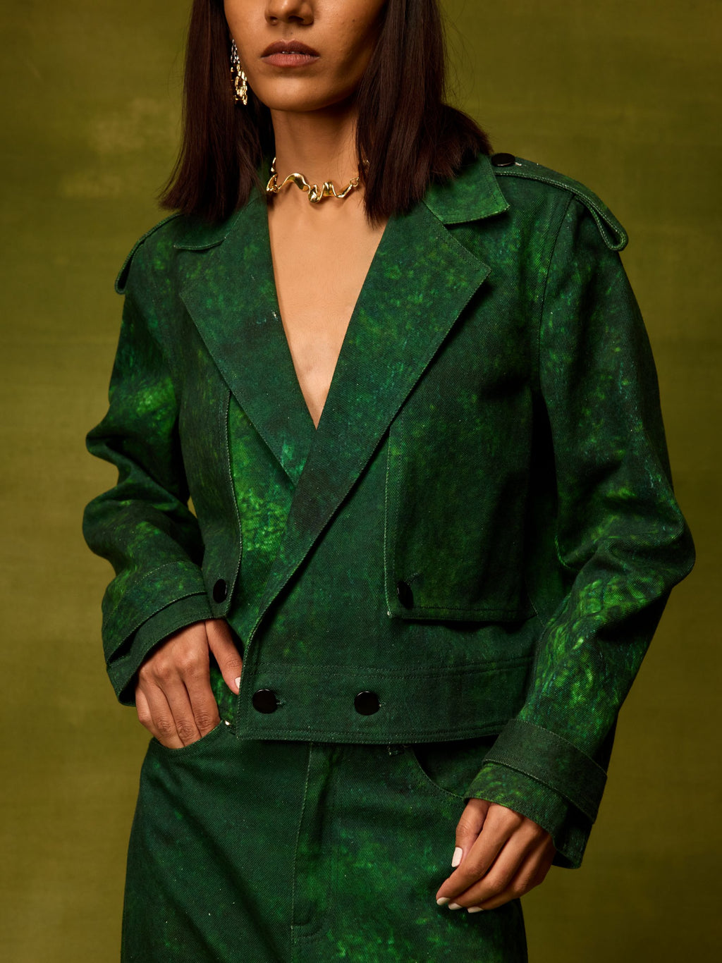 Emerald Muse Cropped Jacket