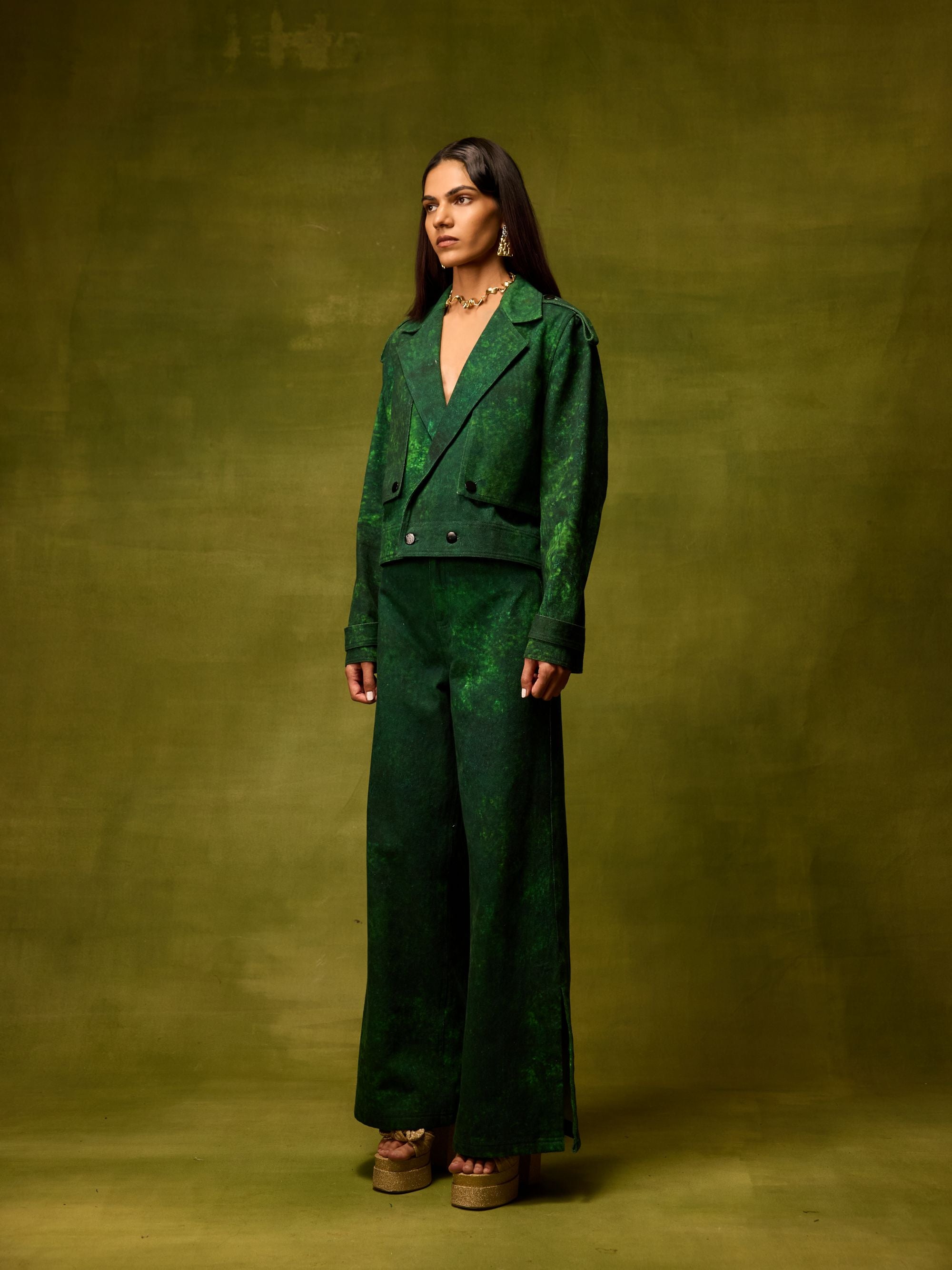 Emerald Muse Cropped Jacket
