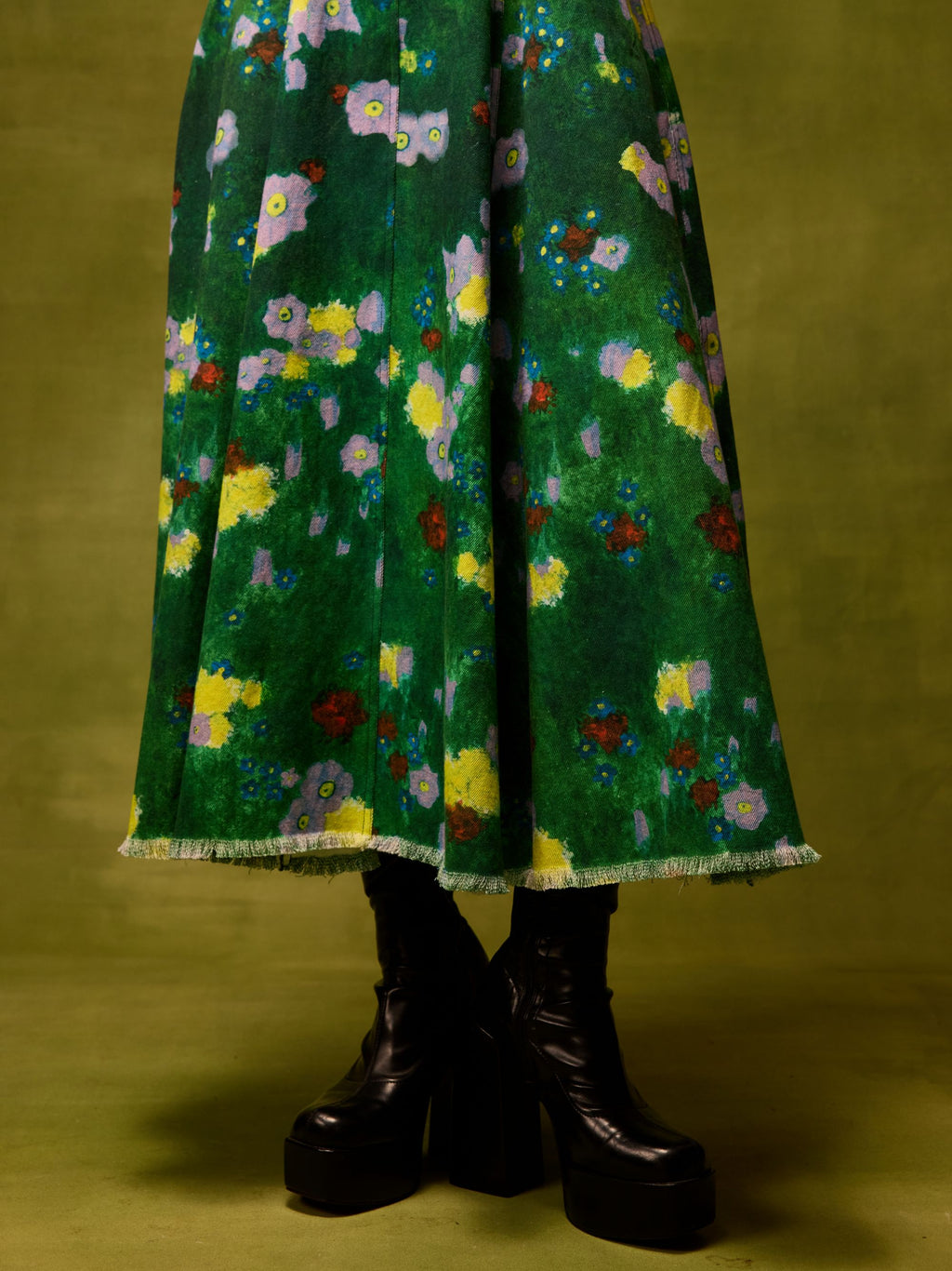 Emerald Bloom Midi Dress