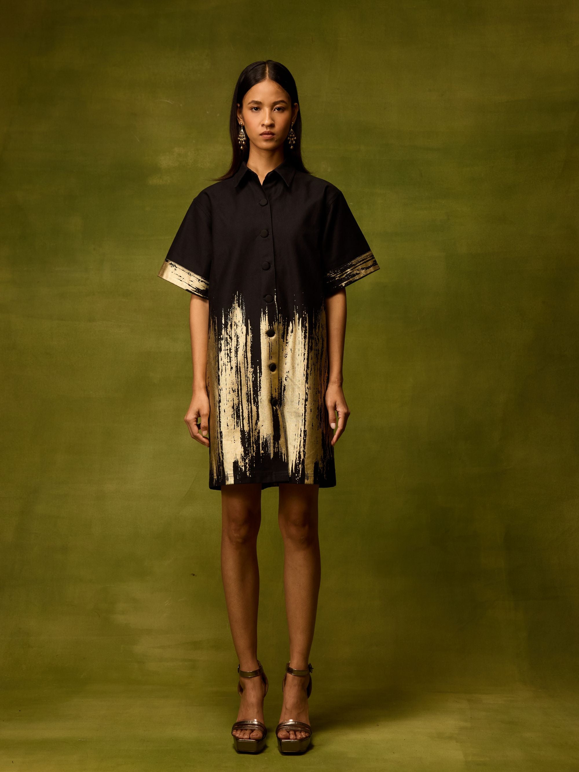 Twilight Gold Shirt Dress