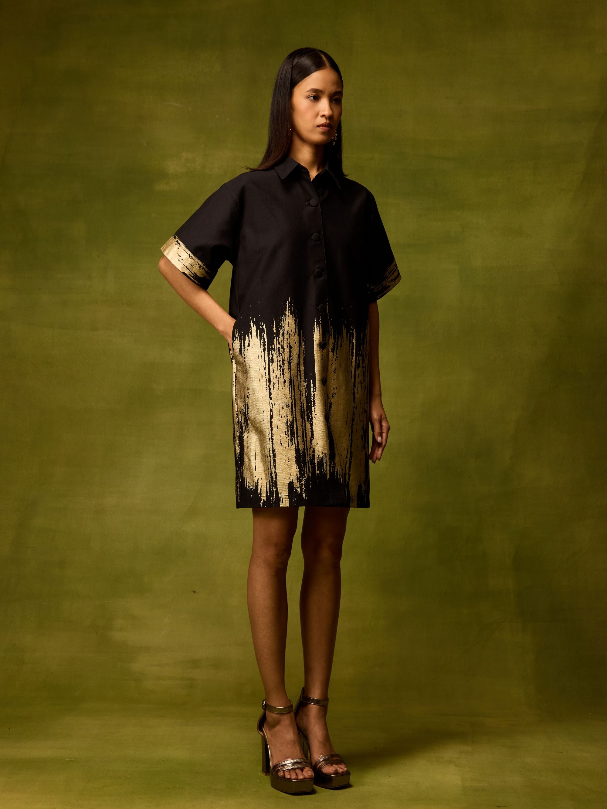 Twilight Gold Shirt Dress