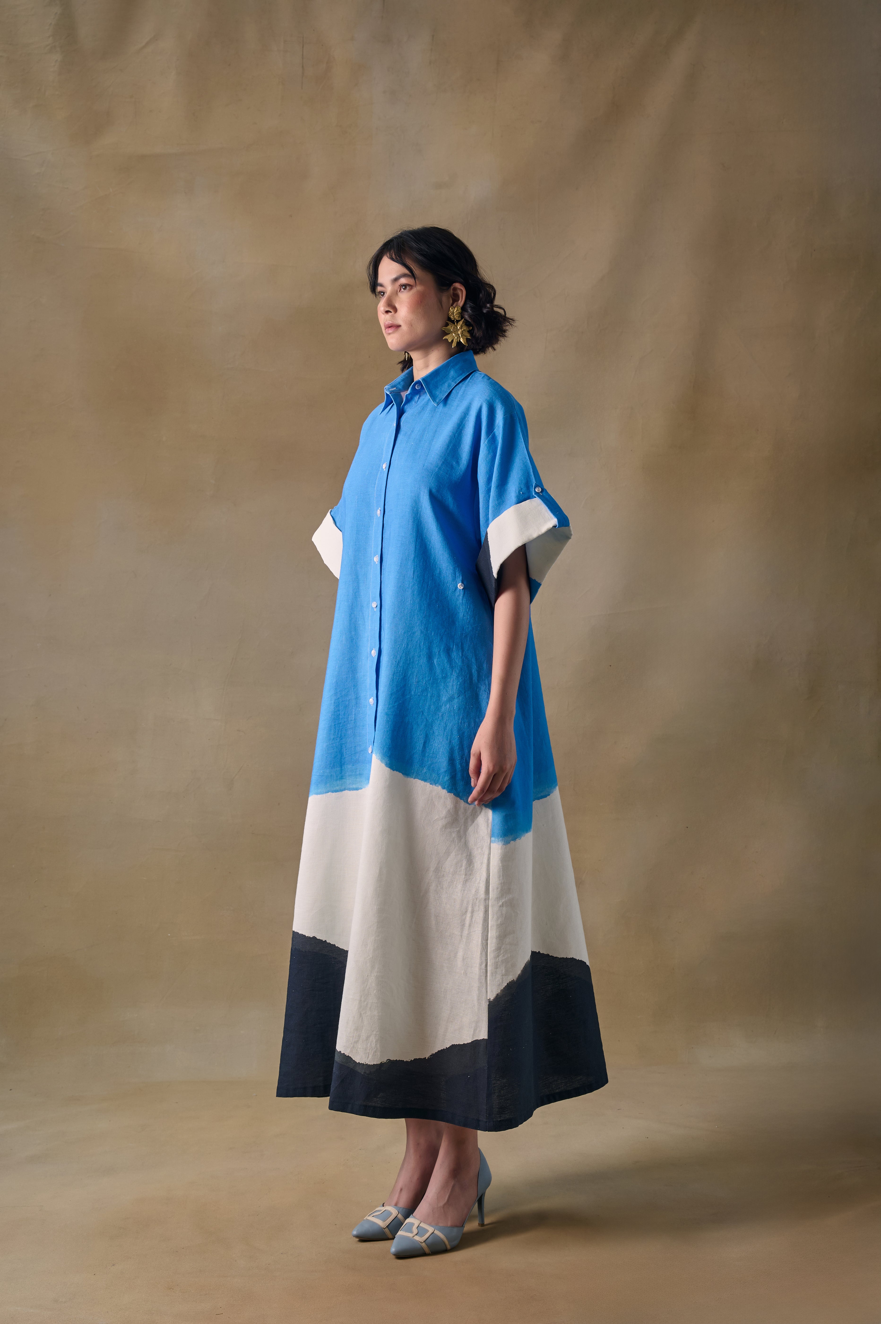 Blue Washed Asymmetrical Dress