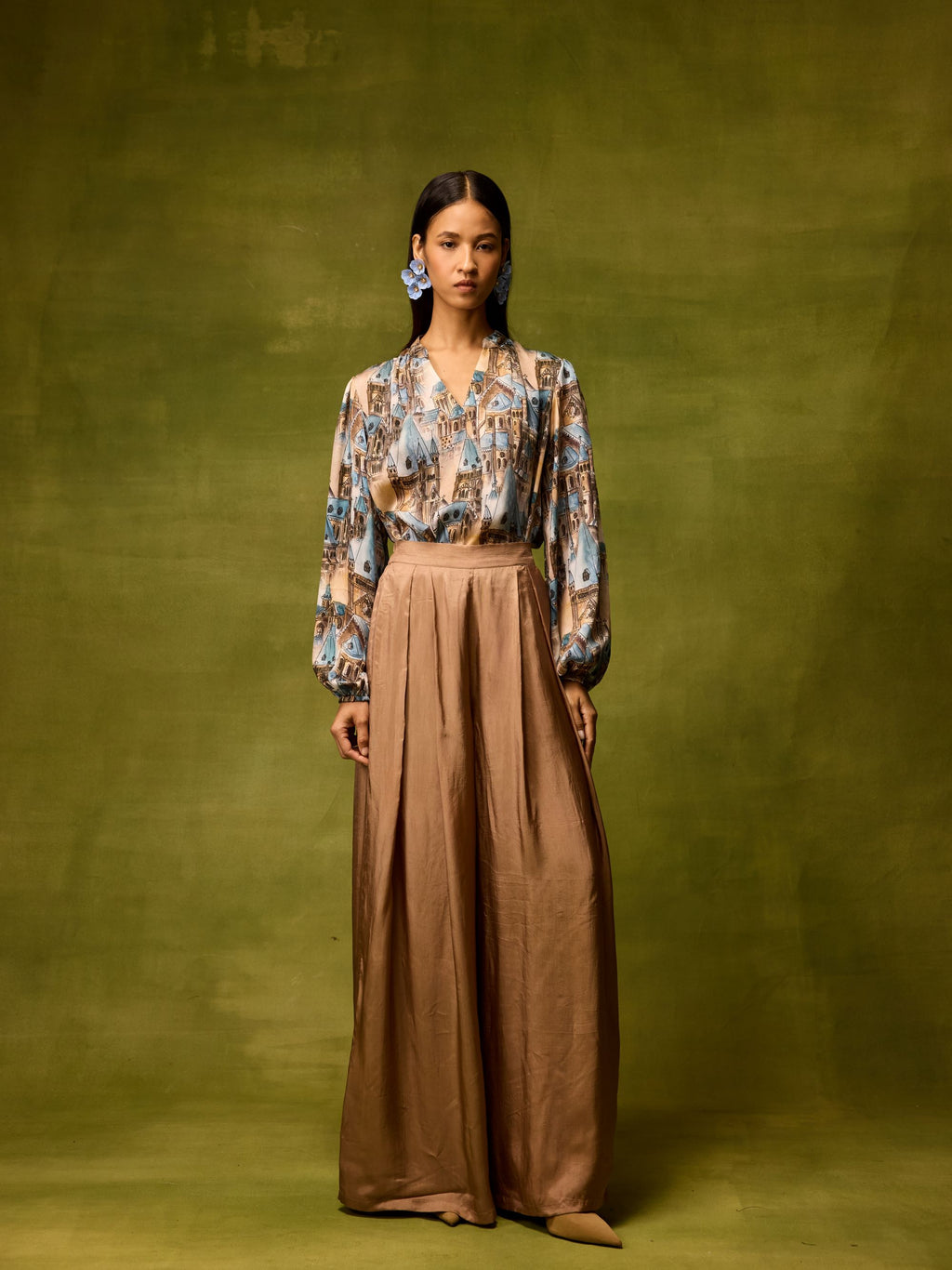 Vienna Beige Flared Pants