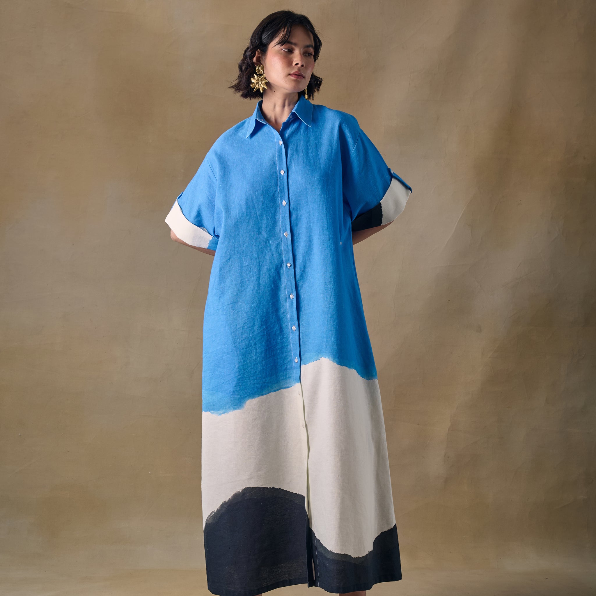Blue Washed Asymmetrical Dress
