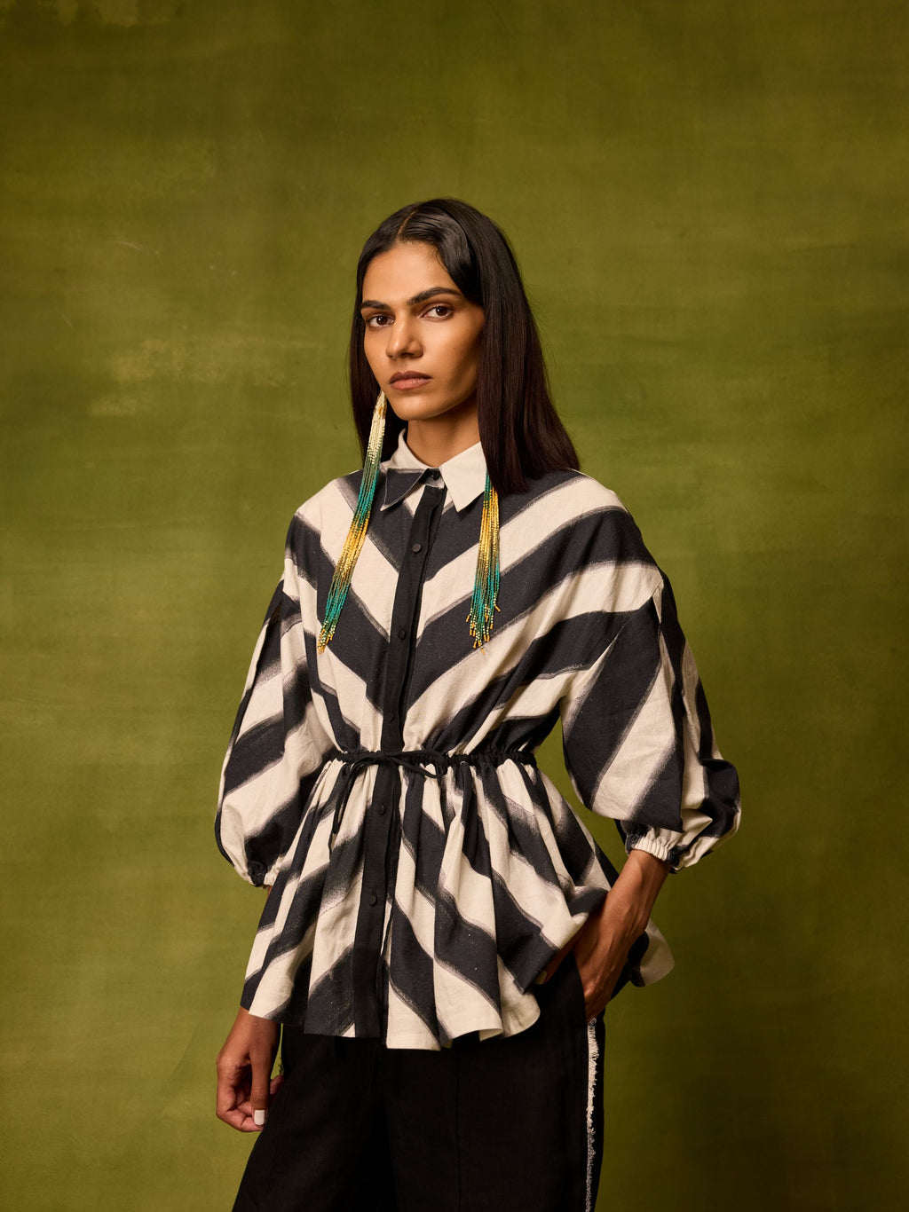 Vienna Stripe Peplum Top