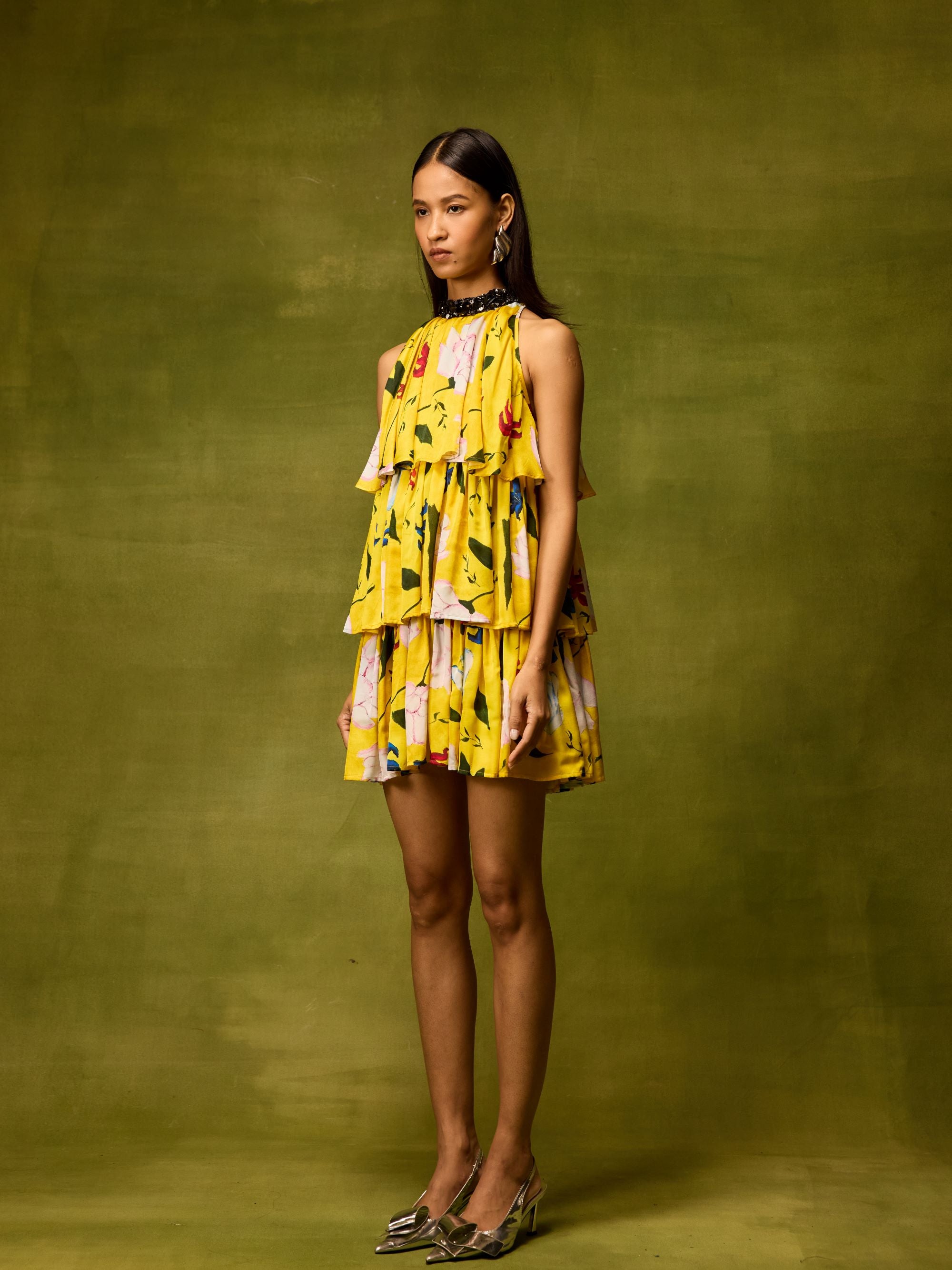 Citrus Bloom Ruffle Dress