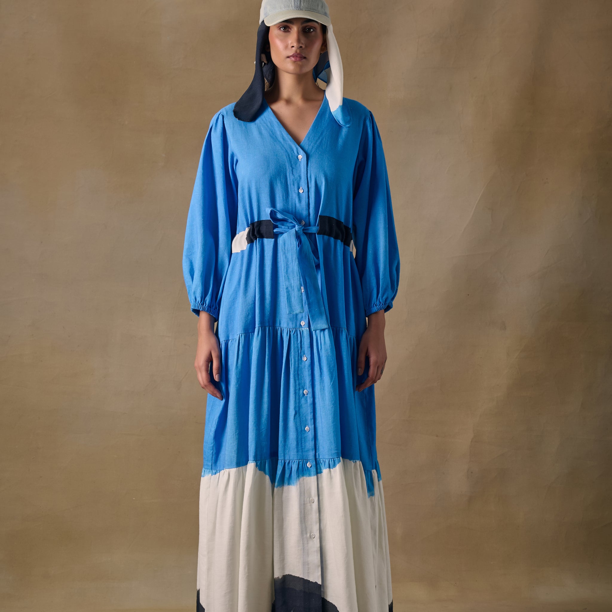 Blue Washed Tiered Dress