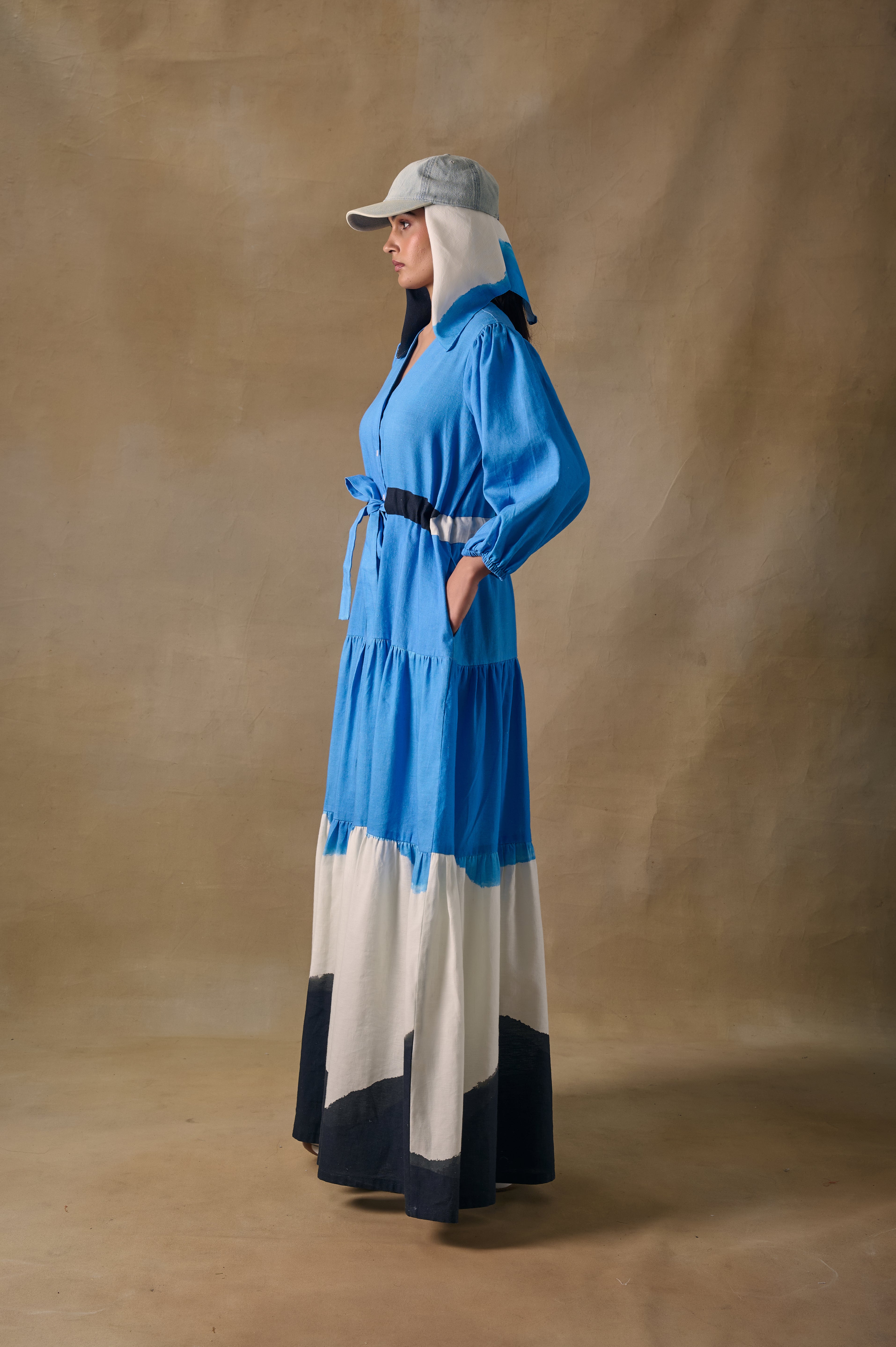 Blue Washed Tiered Dress