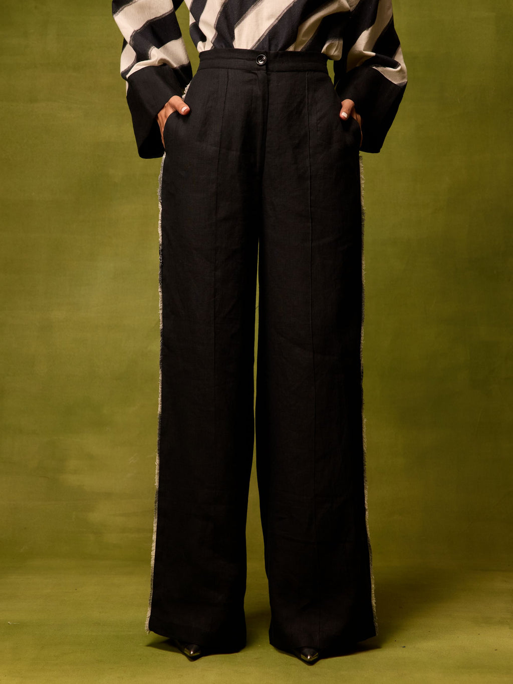 Vienna Black Straight Trousers