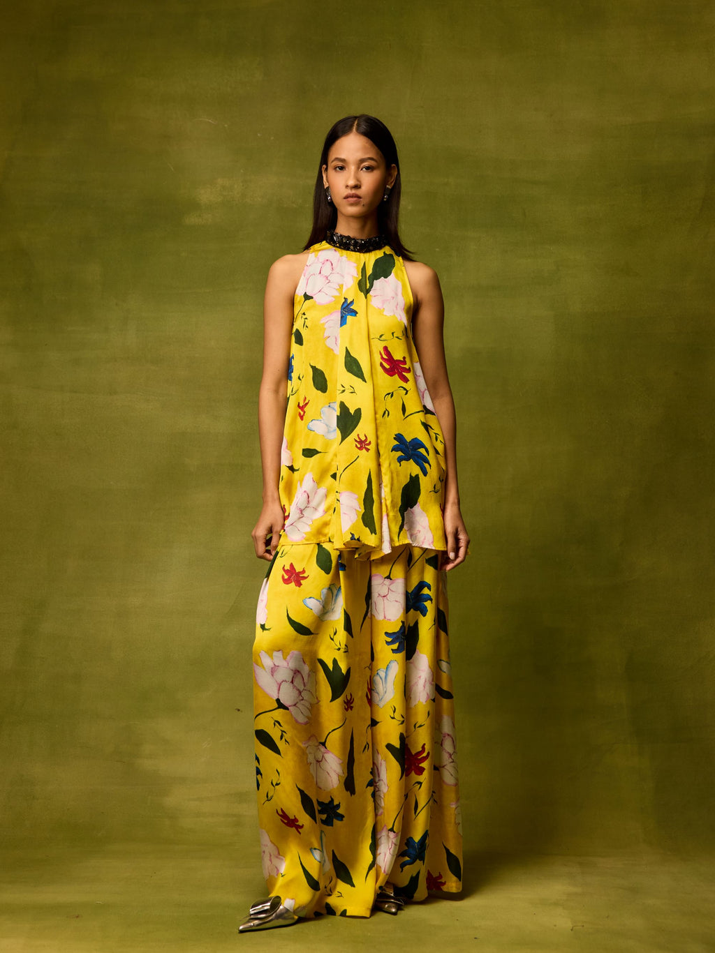 Citrus Bloom Flared Pants