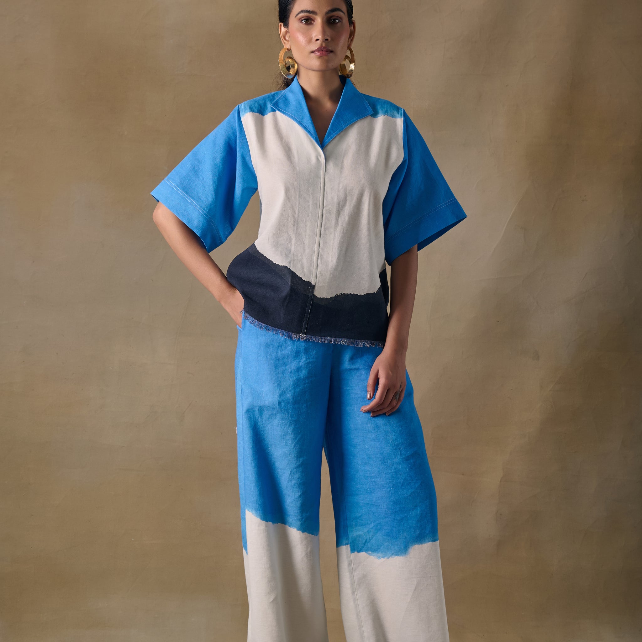 Blue Washed Straight Trousers
