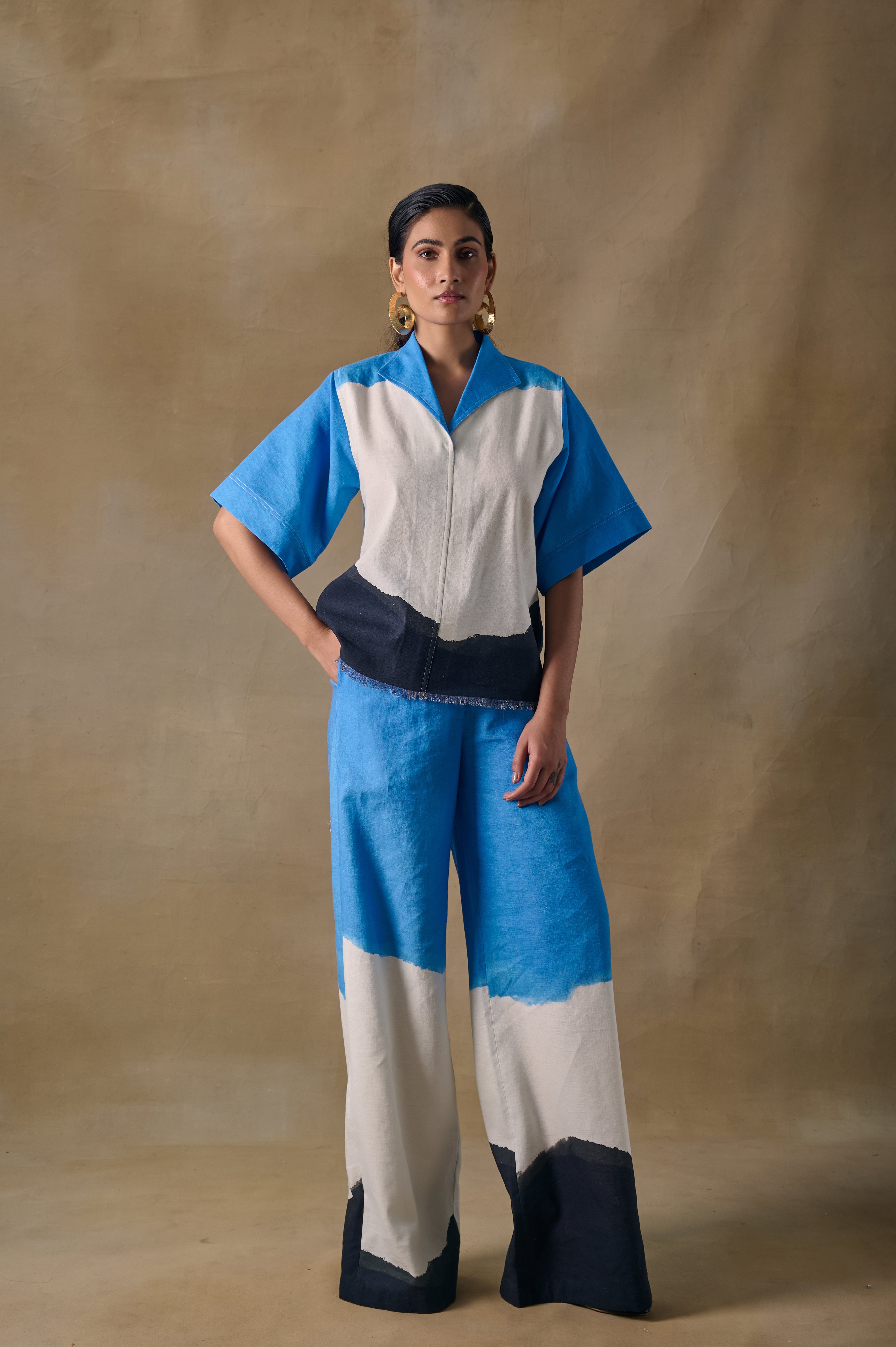 Blue Washed Straight Trousers