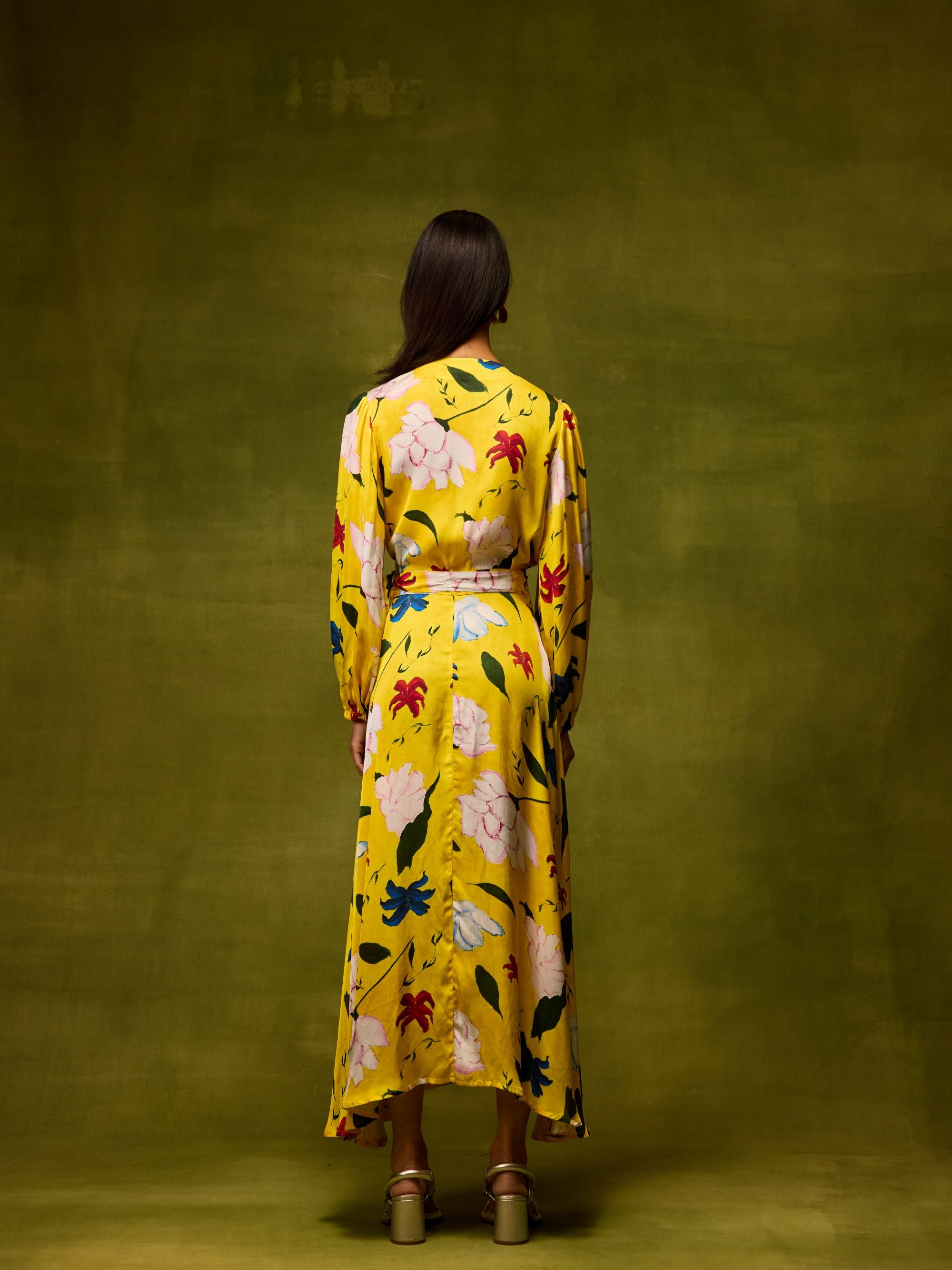 Citrus Bloom Wrap Dress