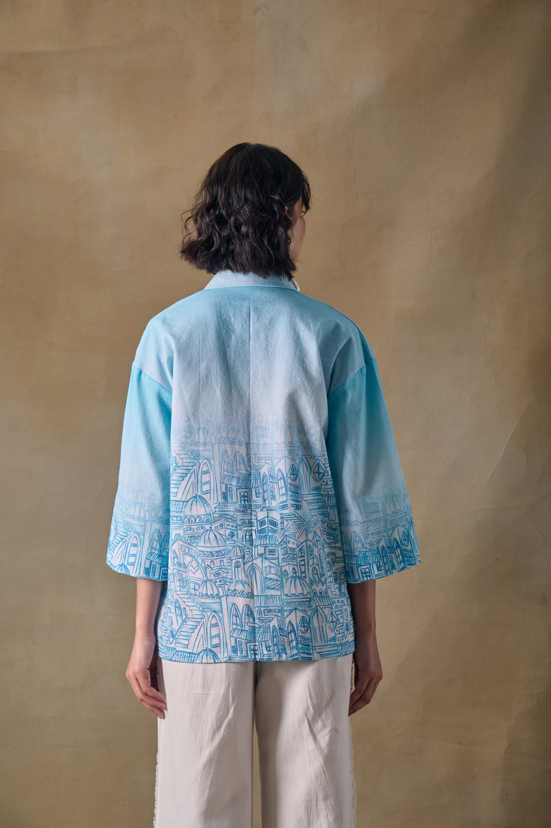 Blue Landscape Kimono Shirt