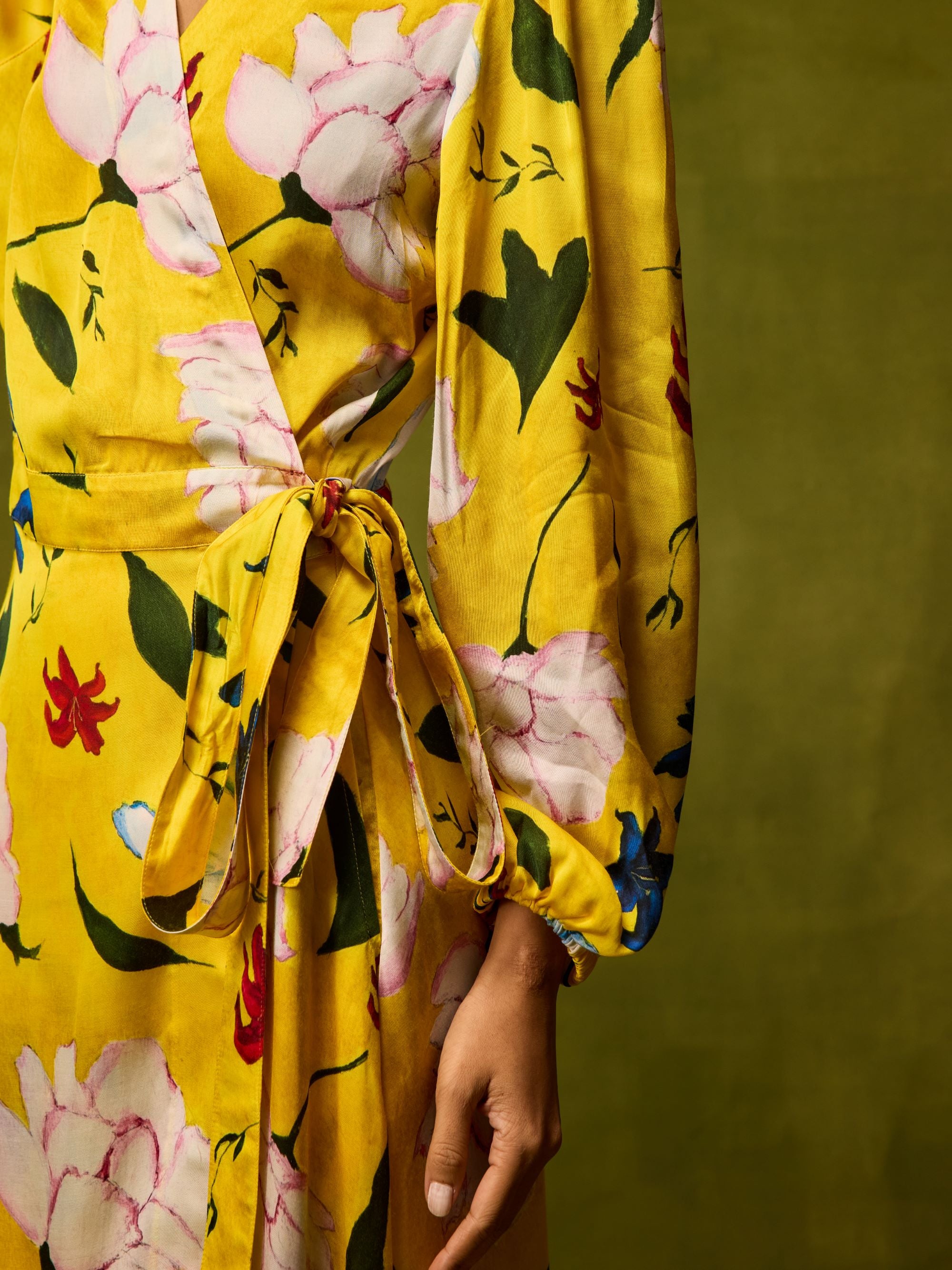 Citrus Bloom Wrap Dress