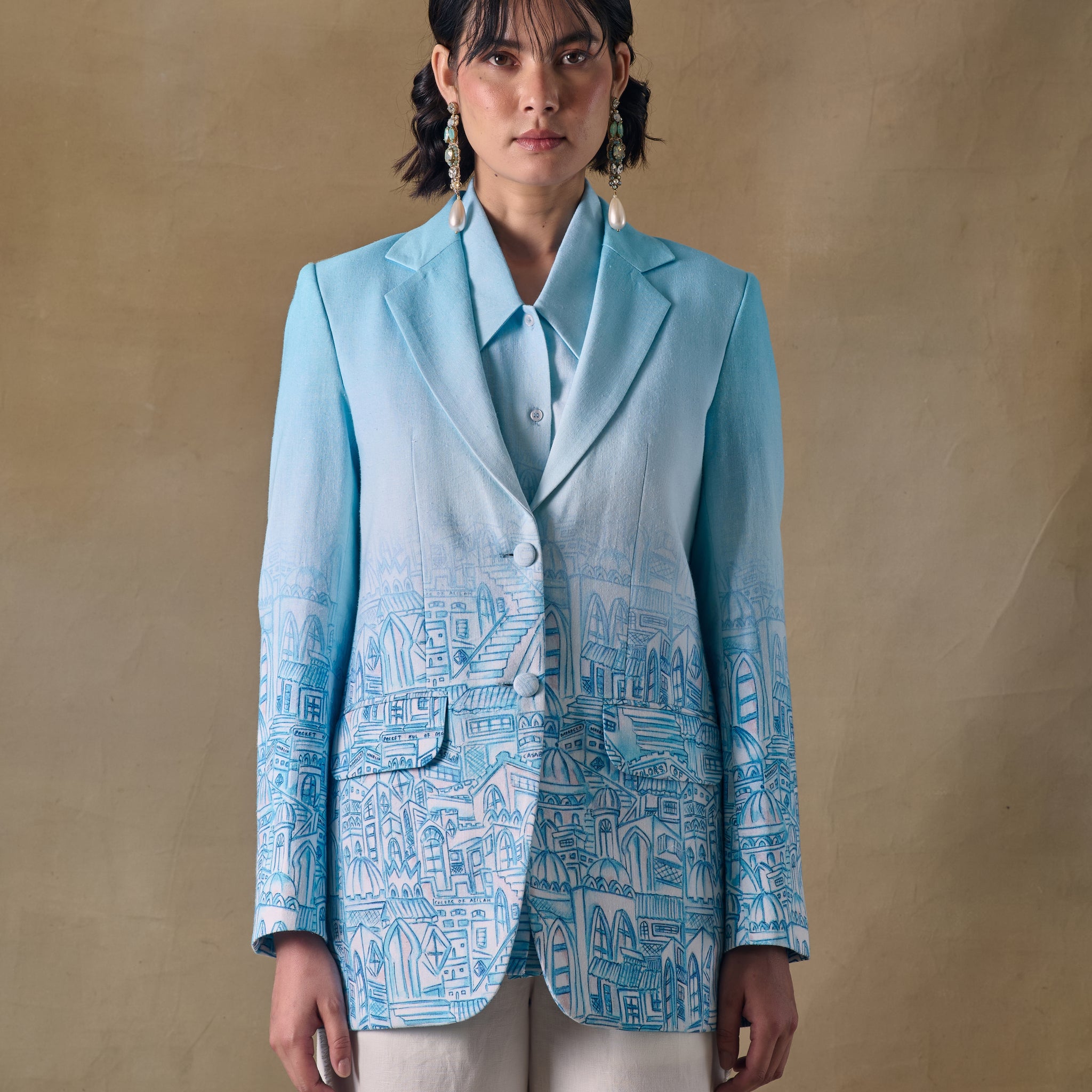 Blue Landscape Gradient Blazer