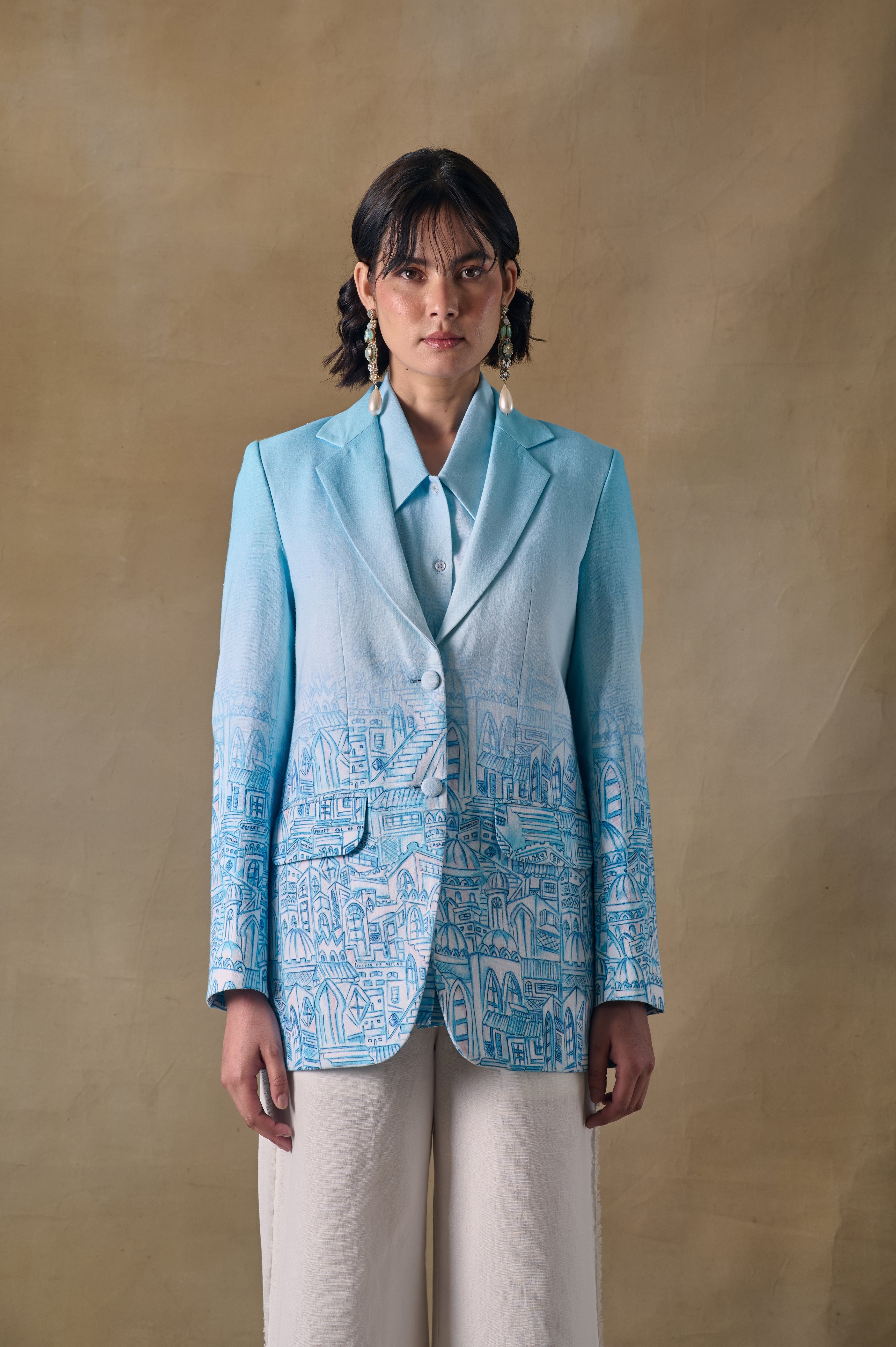 Blue Landscape Gradient Blazer